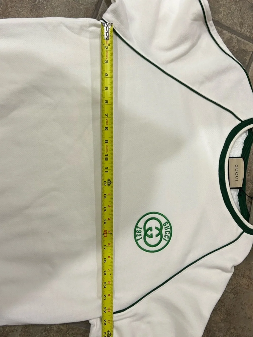 Men's Gucci white cotton jersey sweatshirt green 1921 interlocking G size medium